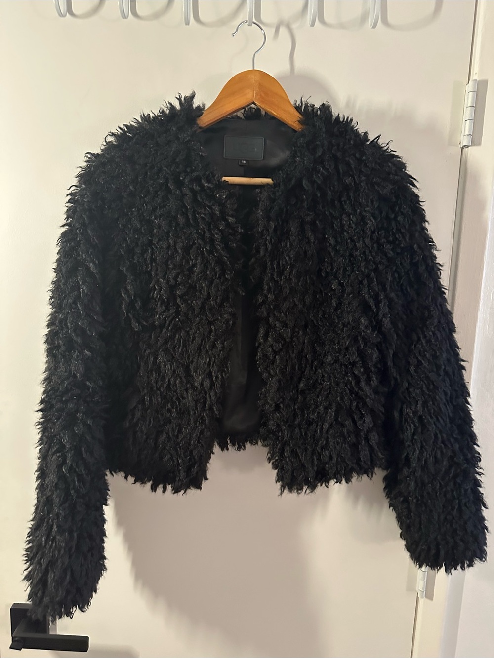 UGG Black Faux Shearling Cropped Teddy Jacket - Women's
